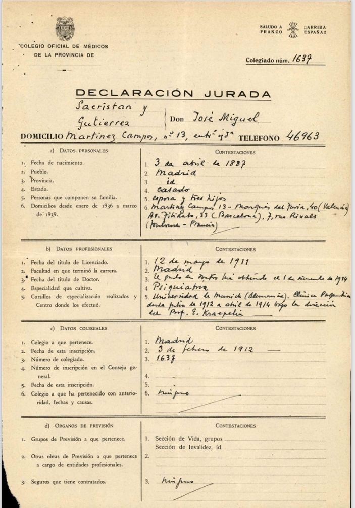 Segunda declaración jurada. Solicitudes del juez instructor. Fuente: Colegio de Médicos, SACRISTÁN GUTIERREZ, JOSÉ MIGUEL_COL. Nº 282801637